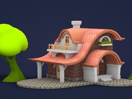 卡通房子 卡通别墅C4D模型 Cartoon house
