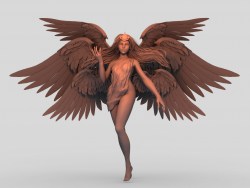长三对翅膀的女神C4D模型Transcended