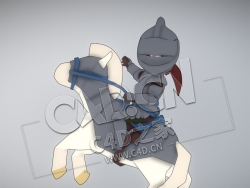 C4D骑马的卡通铠甲武士卡通角色模型 RiderExport