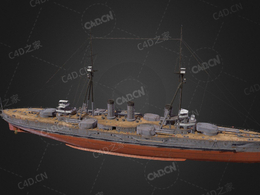 日本海军首舰河内号战列舰日本无畏舰河内级战列舰C4D模型下载Kawachi 3d model