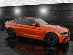 C4D橙色汽车模型渲染 C4D model orange sports car default renderer Decors