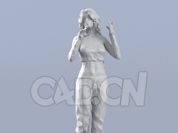 低面多边形卡通人物演讲的女孩模型