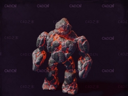 C4D有生命的火焰石头人 Golem