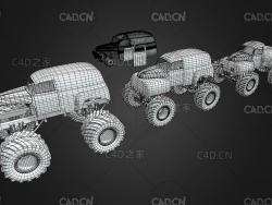 C4D大脚卡车汽车模型