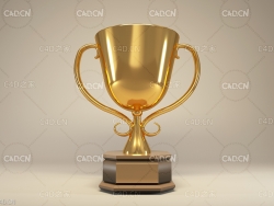 C4D OCTANE金色奖杯模型