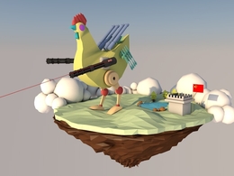 C4D低面多边形战斗鸡工程模型