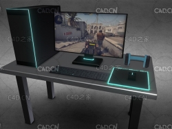 C4D卡通电脑游戏桌模型