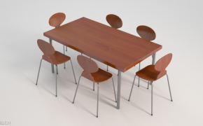 餐桌餐椅组合C4D模型 dining table group 3d model