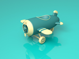 C4D卡通飞机 卡通轰炸机模型