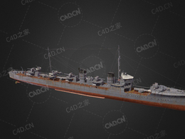 日本海军峯风级驱逐舰C4D模型下载Minekaze 3d model