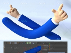 C4D卡通胳膊 卡通手 XPresso绑定模型 CINEMA 4D 3D TOON ARM RIG