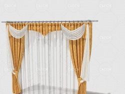 C4D卧室窗帘窗幔纱窗模型 Curtain 3D Model-43