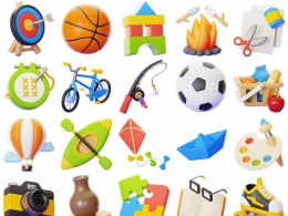 精选25款精致立体兴趣爱好C4D模型图标合集