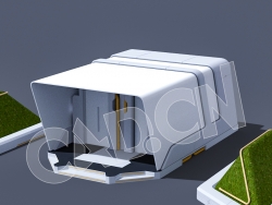 C4D未来城市舱门入口设备模型