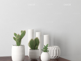 摆件装饰品c4d仙人掌绿植艺术花盆模型下载