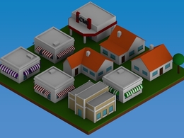 低面卡通小区房子C4D模型 Low-Poly Community house