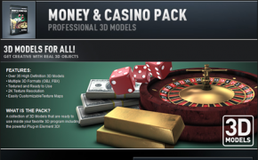 娱乐场所3D模型合集（钱币、美元、骰子、金条等）Videocopilot