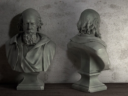 C4D人像雕塑模型 英国诗人丁尼生半身石像 人物塑像C4D模型 Tennyson Bust Plaster