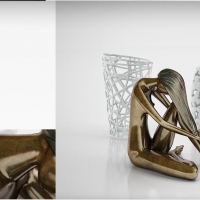 室内工艺摆设模型：盘脚坐着的长发女性工艺品C4D模型