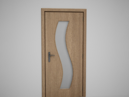 弯曲玻璃装饰木门黄色原木门C4D模型下载 Door model