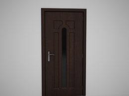 卧室单条玻璃实木门C4D模型下载 Door model