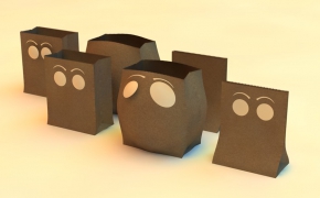 牛皮纸袋C4D模型 Kraft paper bags 3D model