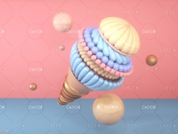 C4D octane抽象卡通冰激凌模型