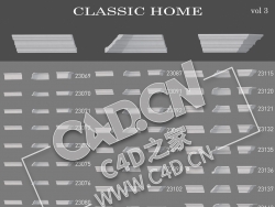 C4D欧式石膏线条石膏线装饰线素面角线素面平线模型 Cornices_Classic_home