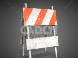 C4D木制路障路标公路工程模型下载