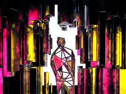 C4D光柱前站立的低面人物创意工程 MIRROR STANCE