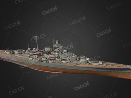 德国海军提尔皮茨号战列舰C4D模型下载Tirpitz 3d model