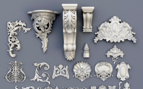 欧式雕花石膏墙壁花纹装饰3D模型 Decorative Gypsum 3D Models