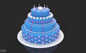 4层的生日蛋糕C4D模型 cake model