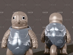 身背龟壳的小神龟卡通角色C4D模型