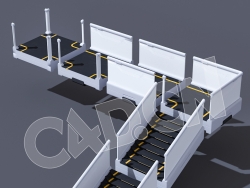 C4D科技城市未来城市科技楼梯模型