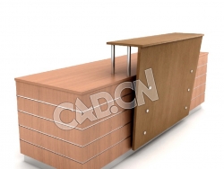 前台接待桌办公家具C4D模型