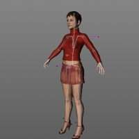 红裙短发女人C4D模型（带绑定） Woman02 c03