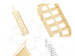 直式实木折叠楼梯复式公寓直式楼梯C4D模型Stairs 3d model-9