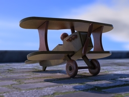 木制卡通玩具小飞机C4D模型 toy plane