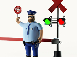 站在红绿灯前指挥交通的交警