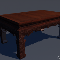 中式家具3D模型：尾凳 Last stool