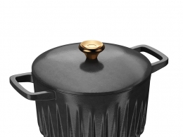 黑色带盖铸铁锅厨房用具3D模型素材下载Dutch Oven Pot With Lid Black by Fireup