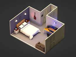 卧室室内C4D模型 Bedroom interior