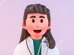 女医生卡通人物头像模型DOCTOR