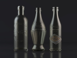 复古的雕花可口可乐玻璃瓶C4D模型 Antique Coke Bottles