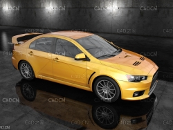 黄色汽车 跑车C4D模型 yellow small racing default renderer Decors & 3D Models