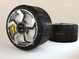 兰博基尼汽车轮胎 Cinema 4D 3D Model Lambo Car Wheel
