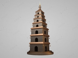 中式建筑宝塔卡通建筑