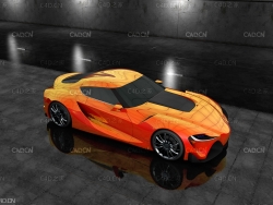 桔黄色跑车 汽车背景C4D模型