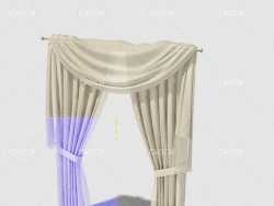 C4D客厅窗帘卧室窗帘室内窗帘模型 Curtain 3D Model-56